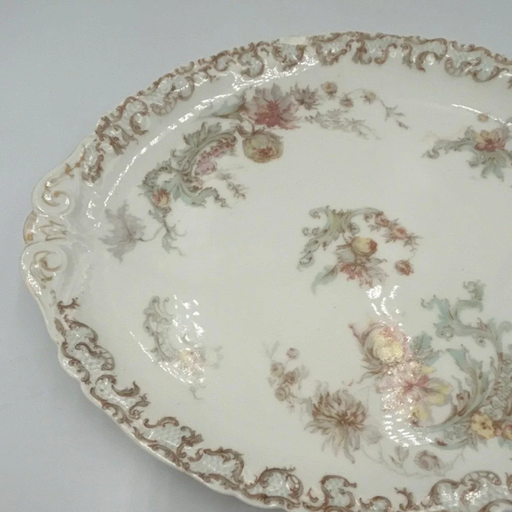 Haviland Limoges Floral Oval Porcelain Platter with Handles